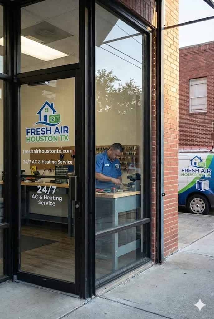 Fresh Air Duct Cleaning Houston technician at the shop preparing duct cleaning equipment